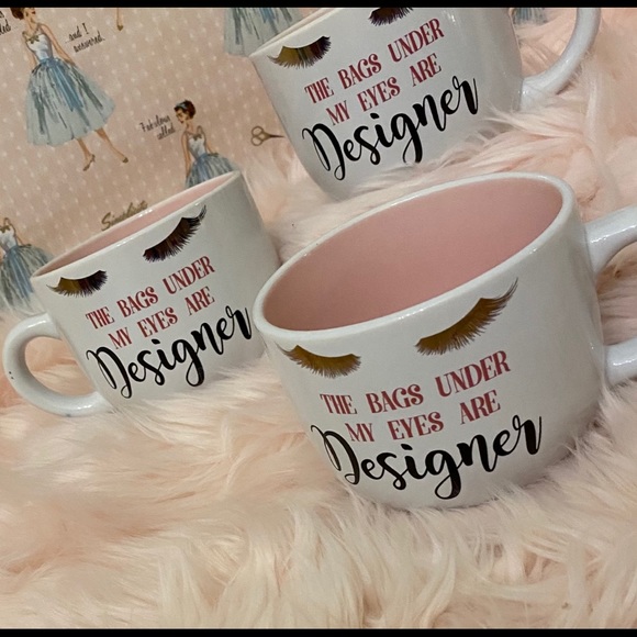 XL Coffee or soup mug- pink inside gold eyelashes! - Picture 4 of 6